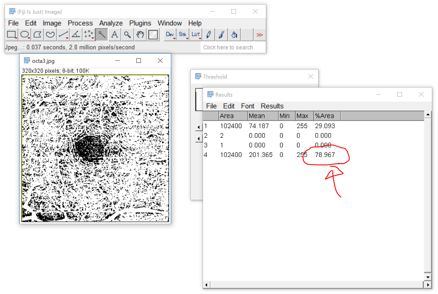 imagej threshold to selection